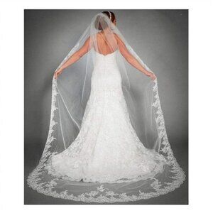 Bride Wedding Lace Veils Long Cathedral Veil Soft Bridal Veils 118" (White)